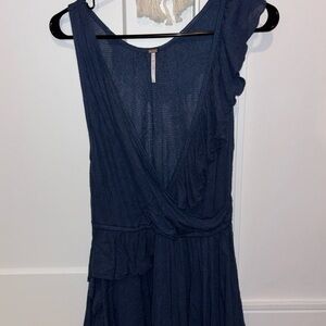 Free People Blue Ruffled Tank top